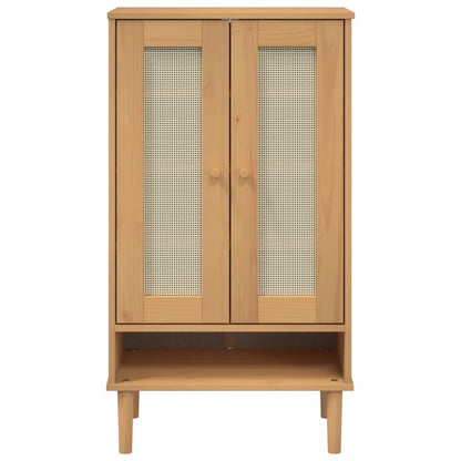 vidaXL Shoe Cabinet Accent Storage Organizer SENJA Rattan Look Solid Wood