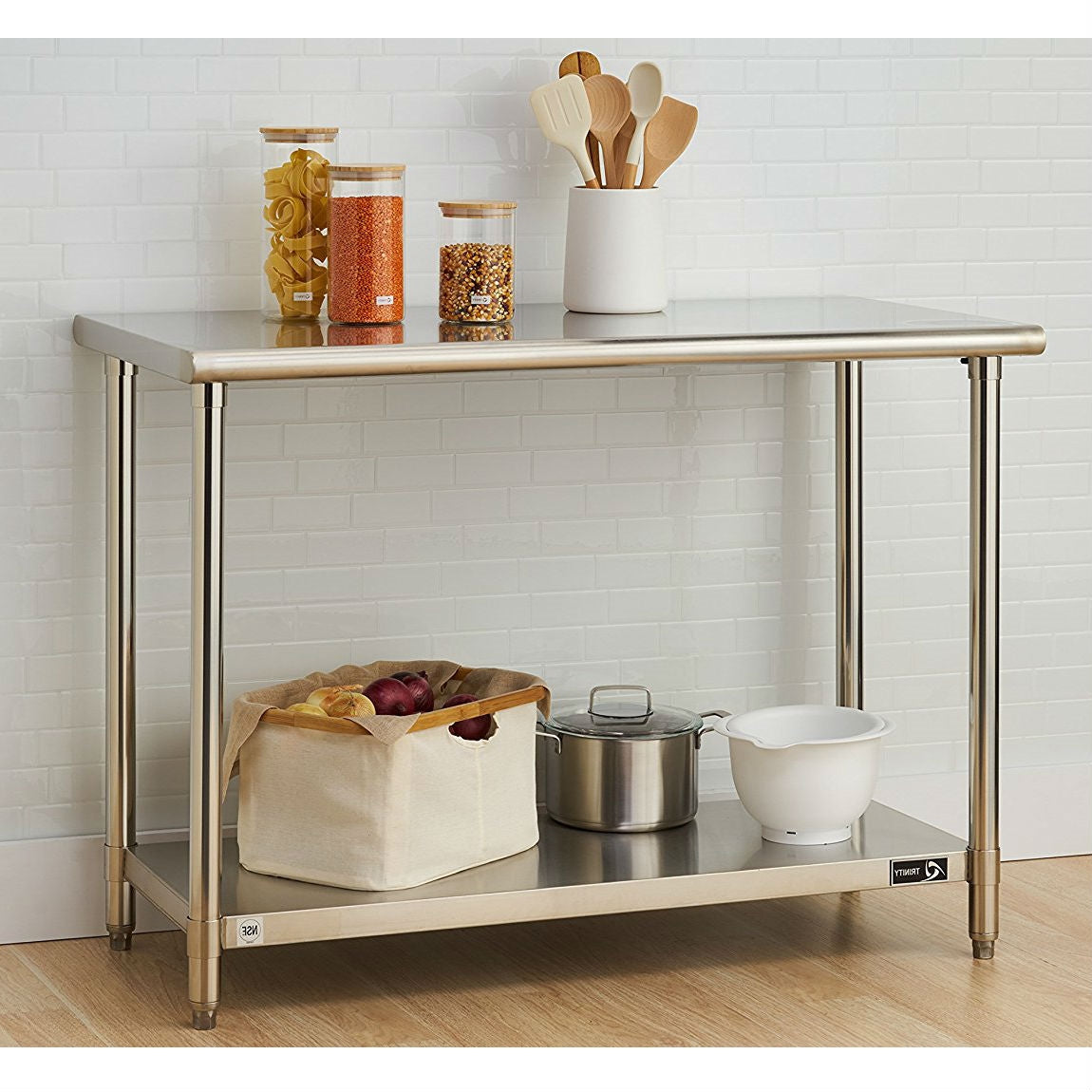 Stainless Steel Top Food Safe Prep Table Utility Work Bench with Botto ...