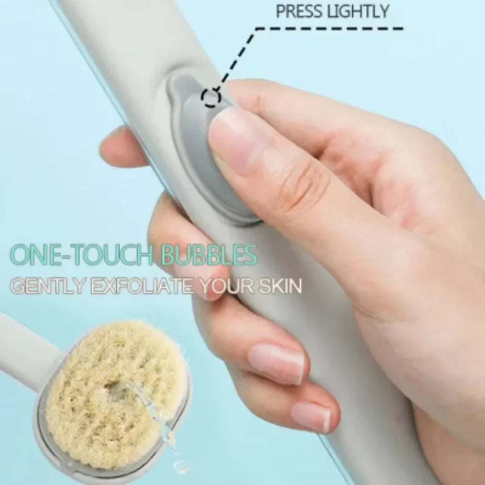 GlowScrub™ Long Handle Bath Brush – Exfoliating Shower Sponge with Built-In Liquid Dispenser for Full-Body Cleanse