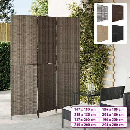 vidaXL Room Divider 5 Panels Gray Poly Rattan
